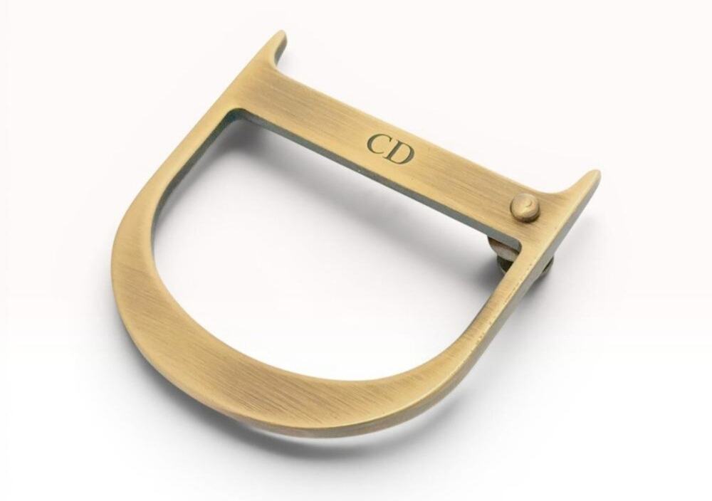 Vintage Christian Dior CD Saddle Bag D-Hardware Brooch Pin Gold Tone Designer...